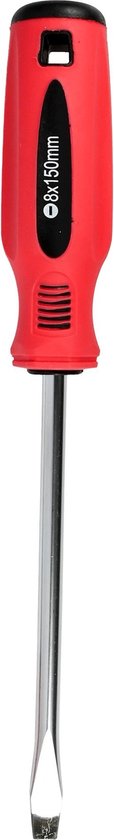 Schroevendraaier plat 8 x 150 rood/zwart Cr-V