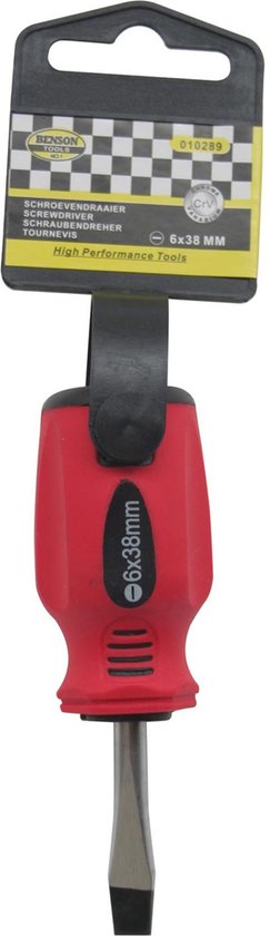 Schroevendraaier plat 6 x 38 rood/zwart Cr-V