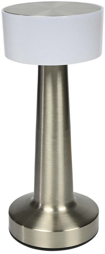 LED tafellamp oplaadbaar dimbaar touch zilver display
