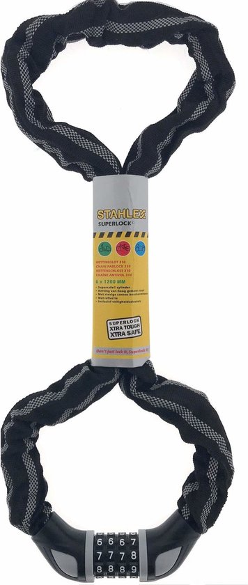 Ketting cijferslot lockloop 6 x 1200 mm reflectie