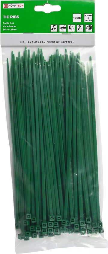 Tie ribs 3.6 x 200 mm 100 dlg groen
