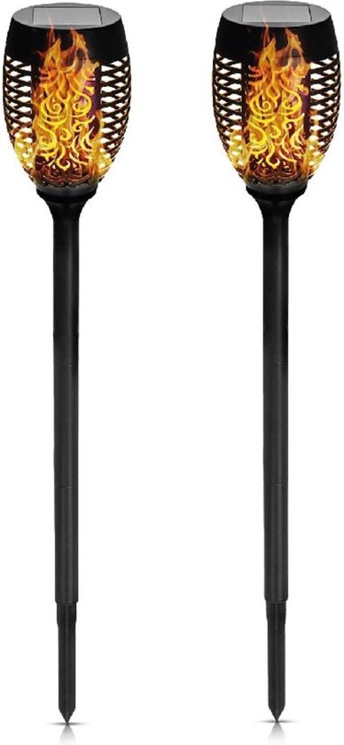 Tuinlamp solar fakkel 74 cm flame effect 2 dlg
