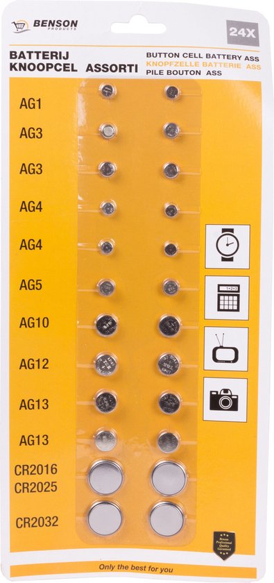 Batterij knoopcel set 24 dlg