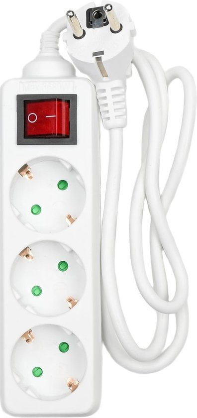 Stekkerdoos 3-voudig + RA + schakelaar 1 mtr