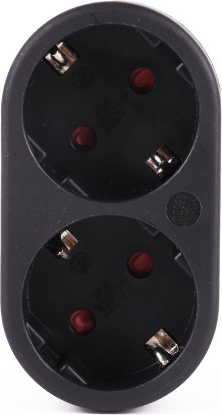 Stekker duo verloop + RA (horizontaal) zwart