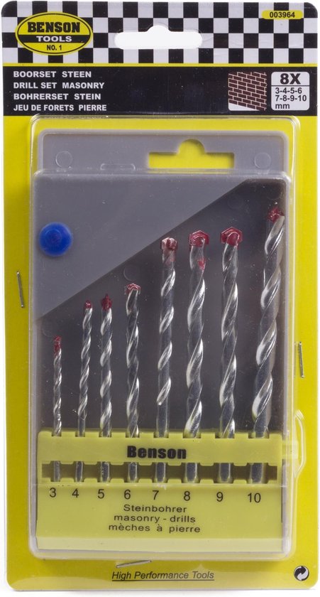 Boorset 8 dlg steen cassette