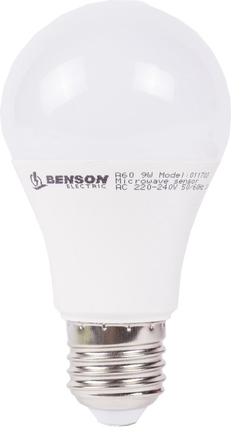 LED lamp E27 A60 9W + bewegingssensor warm wit