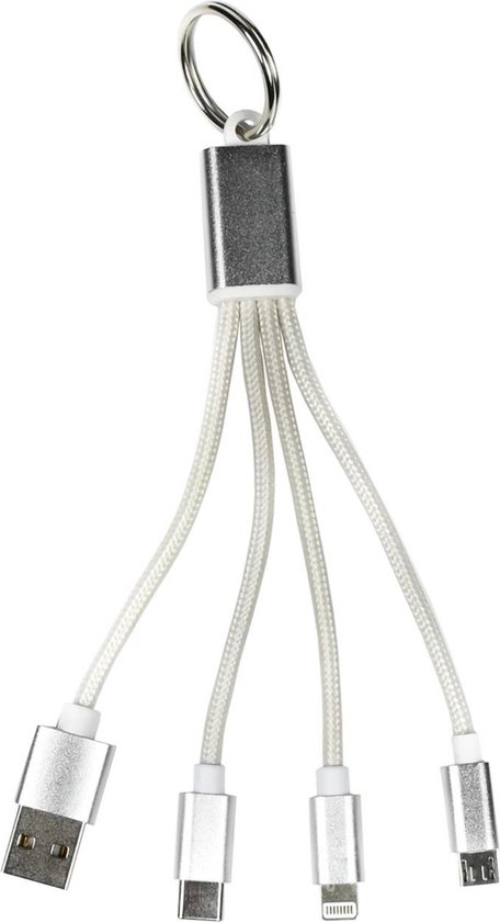 USB kabel 3-in-1 sleutelhanger 13 cm