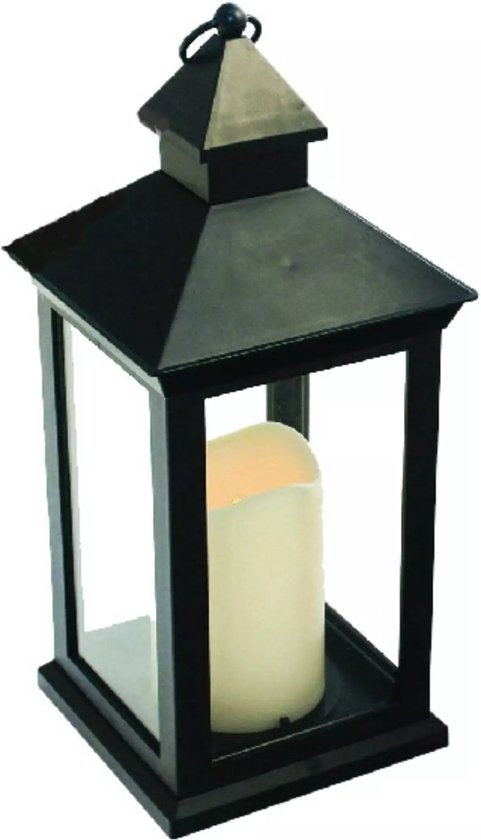 Lantaarn met LED kaars 10.5 x 10.5 x 24 cm mix