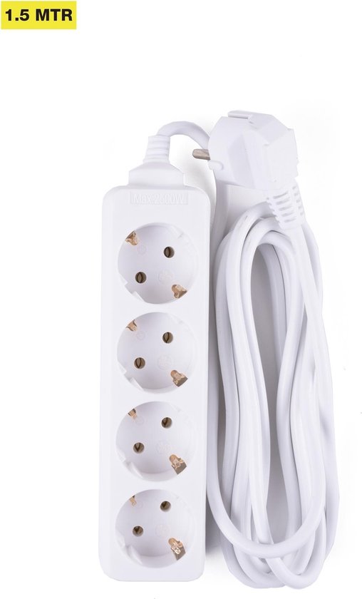 Stekkerdoos 4-voudig + RA + 1.5 mtr