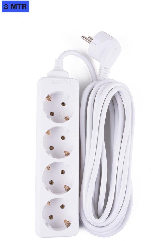 Stekkerdoos 4-voudig + RA + 3.0 mtr