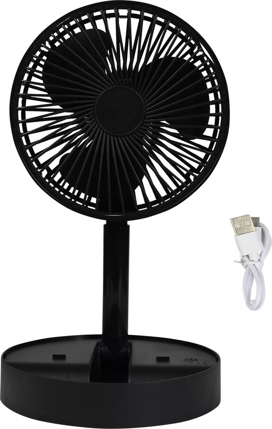 Ventilator opvouwbaar en oplaadbaar zwart
