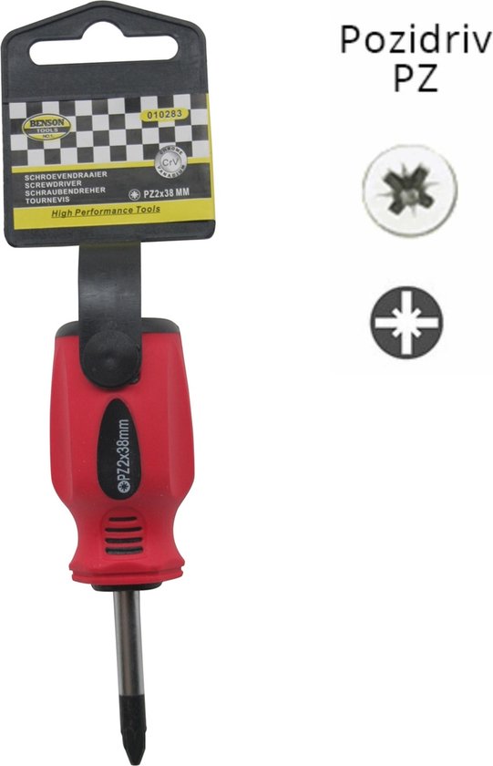 Schroevendraaier pozi PZ2 x 38 rood/zwart Cr-V