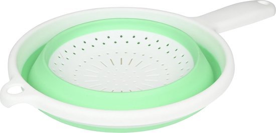 Vergiet opvouwbaar rond met handvat groen