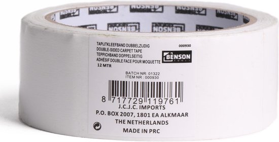 Tapijtkleefband dubbelzijdig 12 mtr