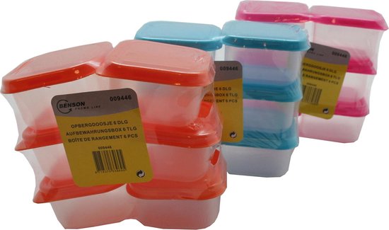 Opbergdoos vierkant 6 dlg 6 x 6 x 4 cm mix