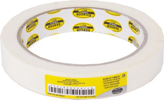 Afplaktape 18 mm x 25 mtr