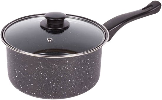 Steelpan 20 cm + deksel marble non stick coating