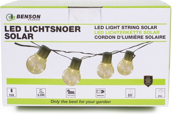 LED deco lichtsnoer 10 dlg 6 mtr IP44 solar 100 mAh