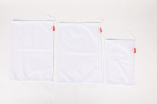 Herbruikbare groente en fruit zakjes 3 dlg polyester