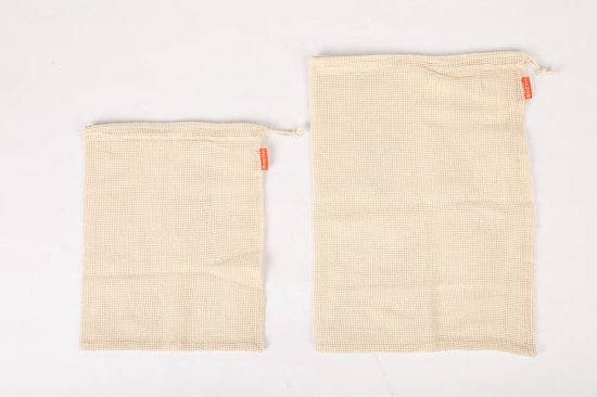 Herbruikbare groente en fruit zakjes 2 dlg katoen