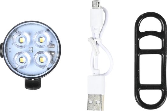 Fietslamp USB oplaadbaar wit inclusief clip