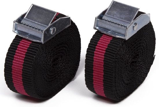 Spanband 2.5 mtr x 25 mm zwart/rood 2 dlg