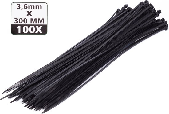Tie ribs 3.6 x 300 mm 100 dlg zwart