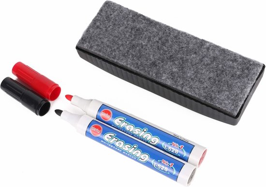 Whiteboard wisser magnetisch + 2 markers