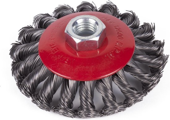 Staalborstel voor haakseslijper getordeerd plat 100 mm