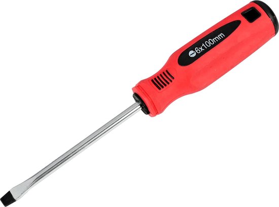 Schroevendraaier plat 6 x 100 rood/zwart Cr-V
