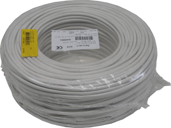 Stroomkabel rond 3 x 0.75 100 mtr wit