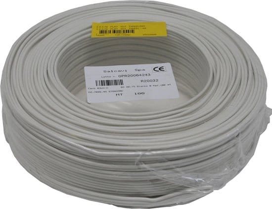 Stroomkabel tweeling 2 x 0.75 100 mtr wit