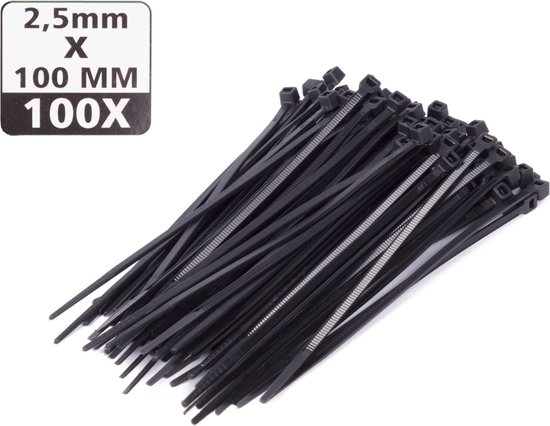 Tie ribs 2.5 x 100 mm 100 dlg zwart