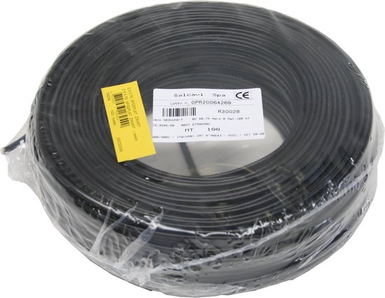 Stroomkabel ovaal 2 x 0.75 100 mtr zwart