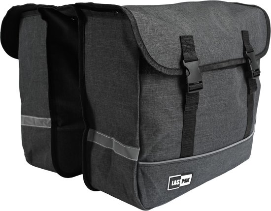 Fietstas dubbel 35 ltr canvas grijs