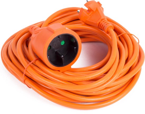 Verlengsnoer 2X1.5 niet geaard 10 mtr oranje