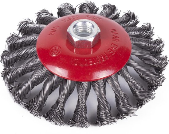 Staalborstel voor haakseslijper getordeerd konisch 100 mm