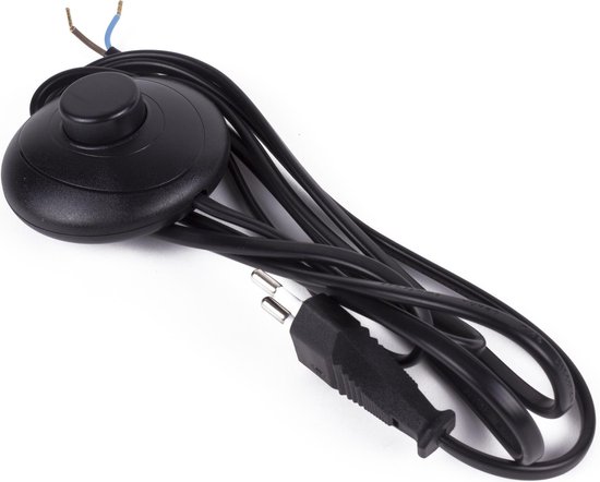 Stroomsnoer + stekker + voetschakelaar 2 mtr zwart