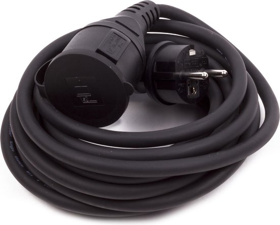 Verlengsnoer + RA 3 x 1.5 5 mtr rubber