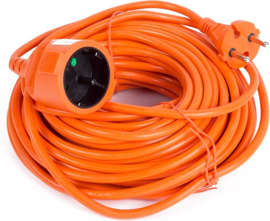 Verlengsnoer 2X1.5 niet geaard 20 mtr oranje