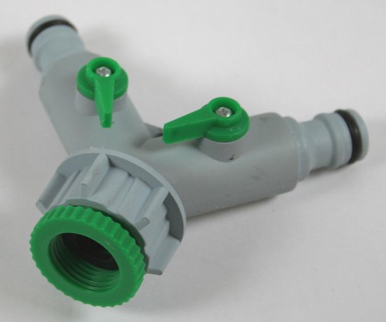 Water snelkoppeling 2-weg 1/2" + 3/4" actie