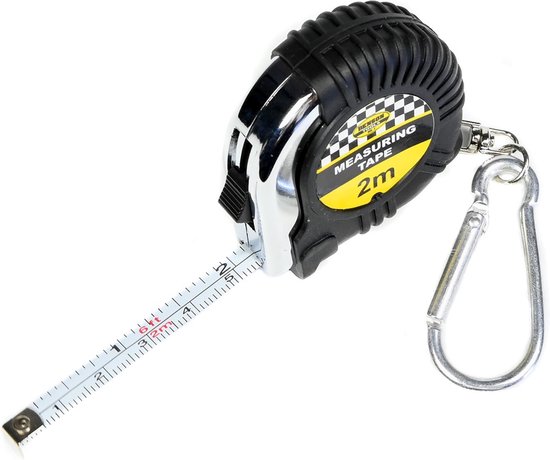 Rolbandmaat rubber met karabijnhaak 2 mtr x 6 mm
