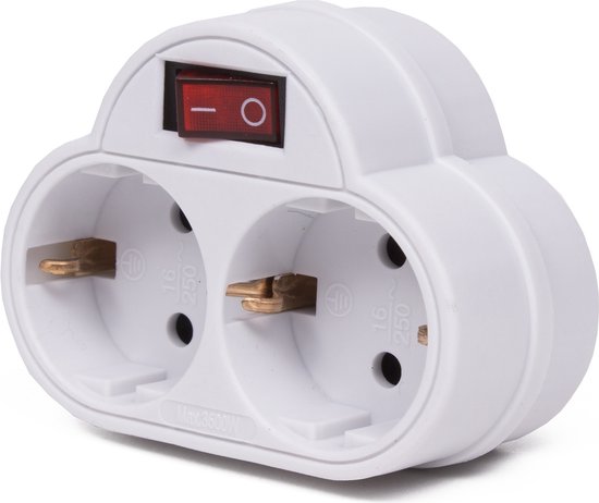 Stopcontact duo RA + schakelaar wit