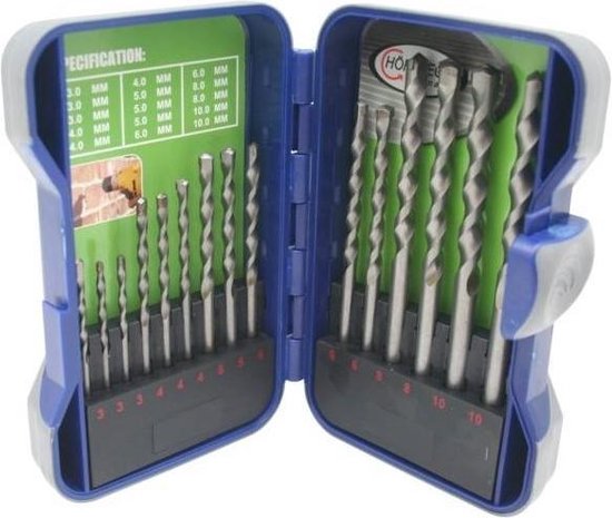Boorset 15 dlg steen hardcase
