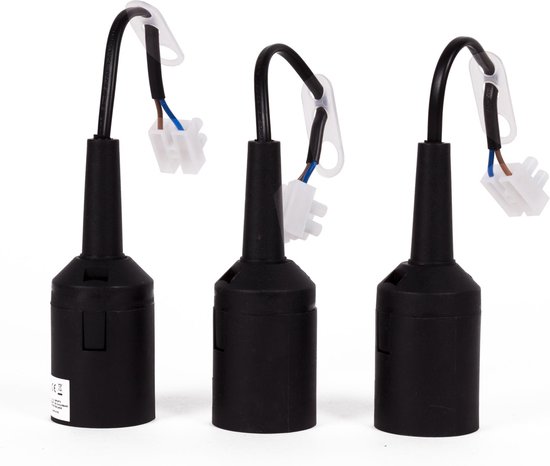 Fitting verhuisfitting E27 zwart 3 dlg