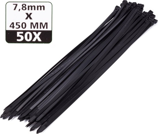 Tie ribs 7.8 x 450 mm 50 dlg zwart