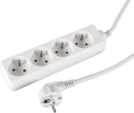 Stekkerdoos A-pin 4-voudig + 1.5 mtr wit