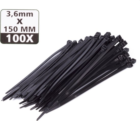 Tie ribs 3.6 x 150 mm 100 dlg zwart