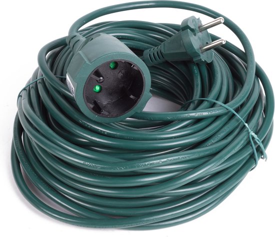 Verlengsnoer 2X1.0 niet geaard 20 mtr groen